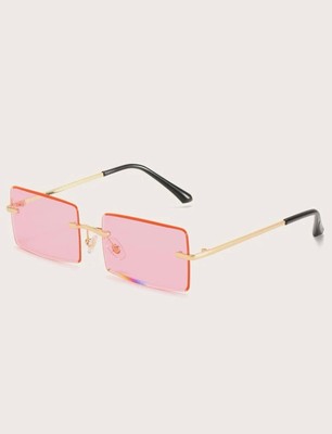 Tinted Lens Rimless Fashion Glasses - Pink