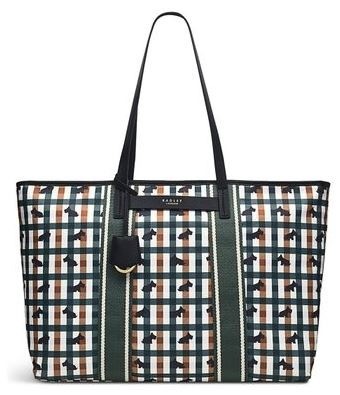 Radley London Cedar & White Plaid Scottie Dog Finsbury Tote