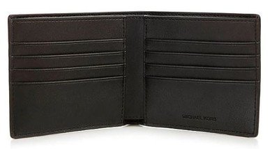 Michael Kors Cooper Leather Billfold Wallet with Coin Pocket Pouch - Black