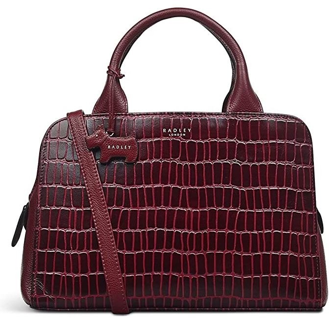 Radley London Eltham Mews Faux Croc Medium Zip Top Satchel - Burgundy