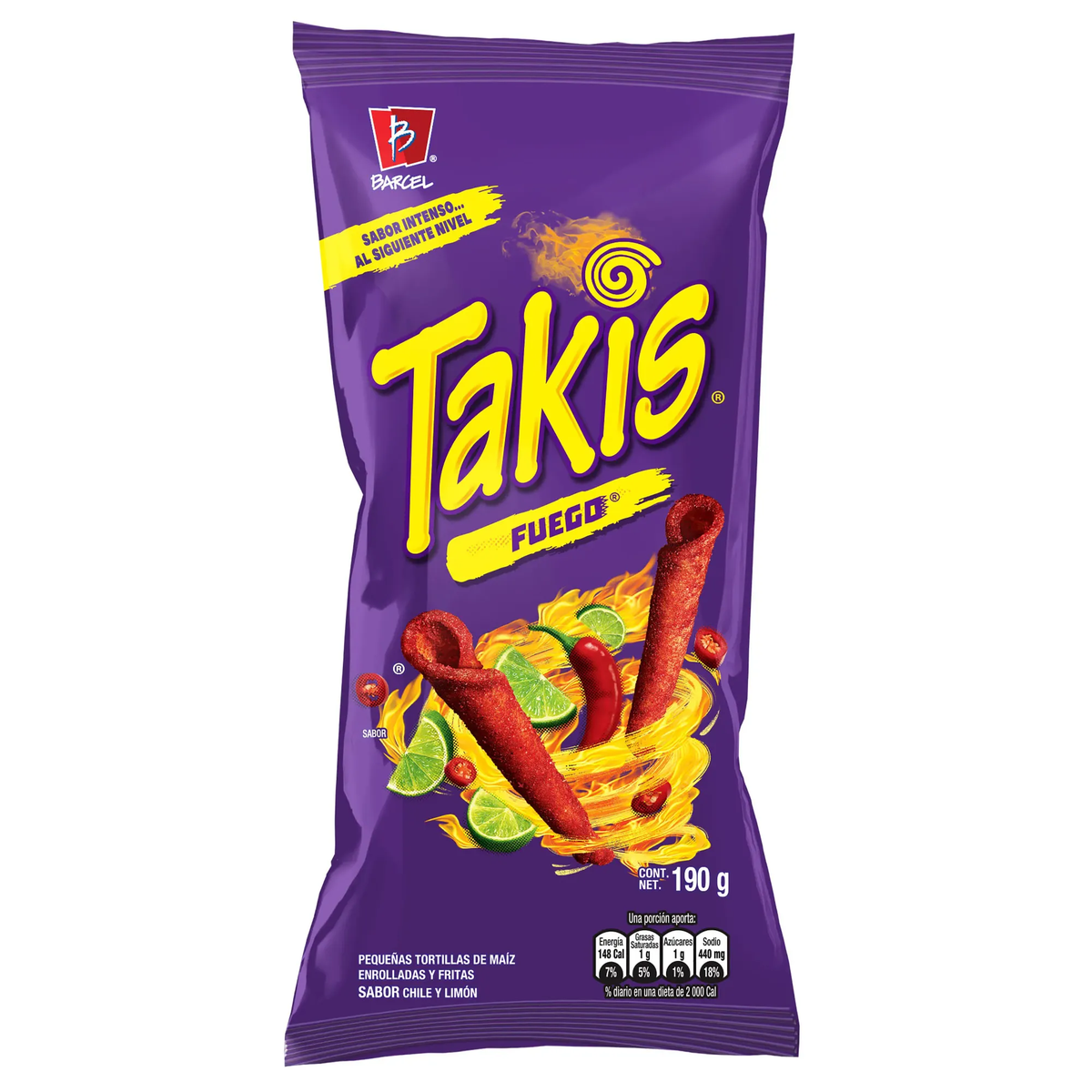 Tortillas De Maíz Takis Fuego, Sabor Chile Y Limón - 56g