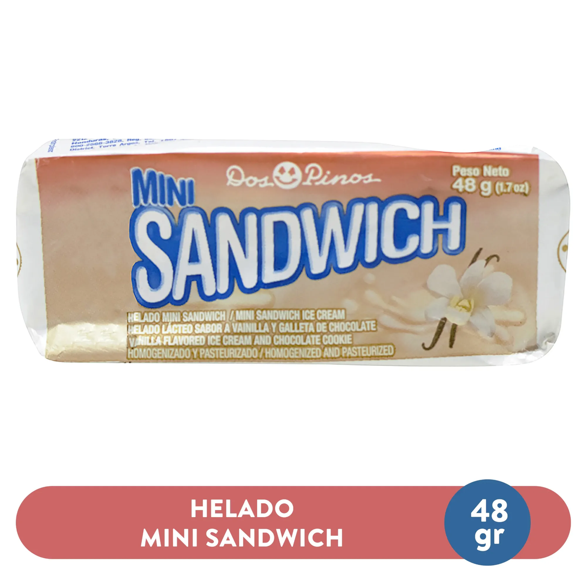 Helado Dos Pinos Mini Sandwich Vainilla-48 gr