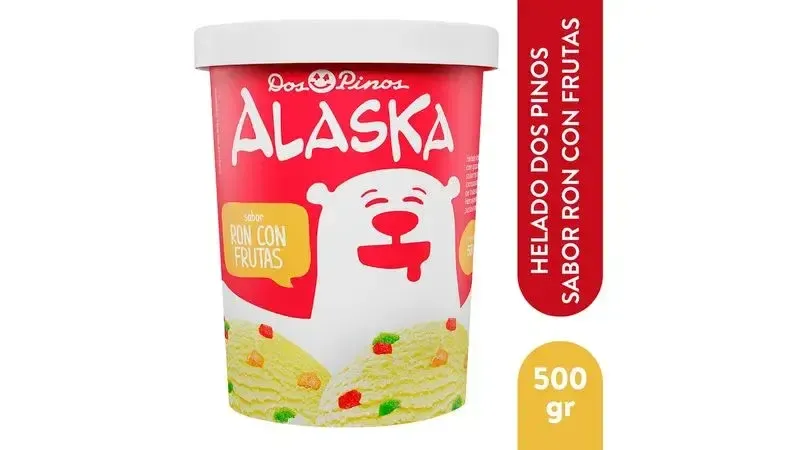 Helado Dos Pinos Alaska Sabor Ron Con Frutas - 500g