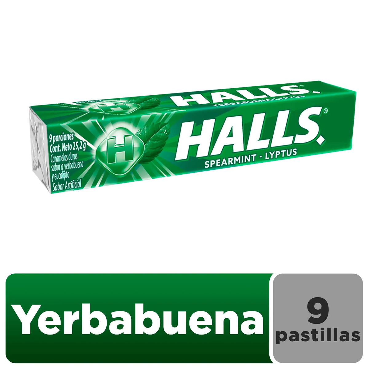 Caramelos Duros Halls Yerbabuena 9 Uds - 25,2g