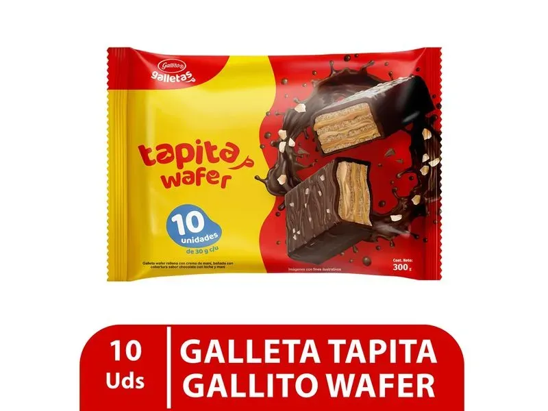 Galleta Tapita Gallito, Wafer - 300g/10 uds