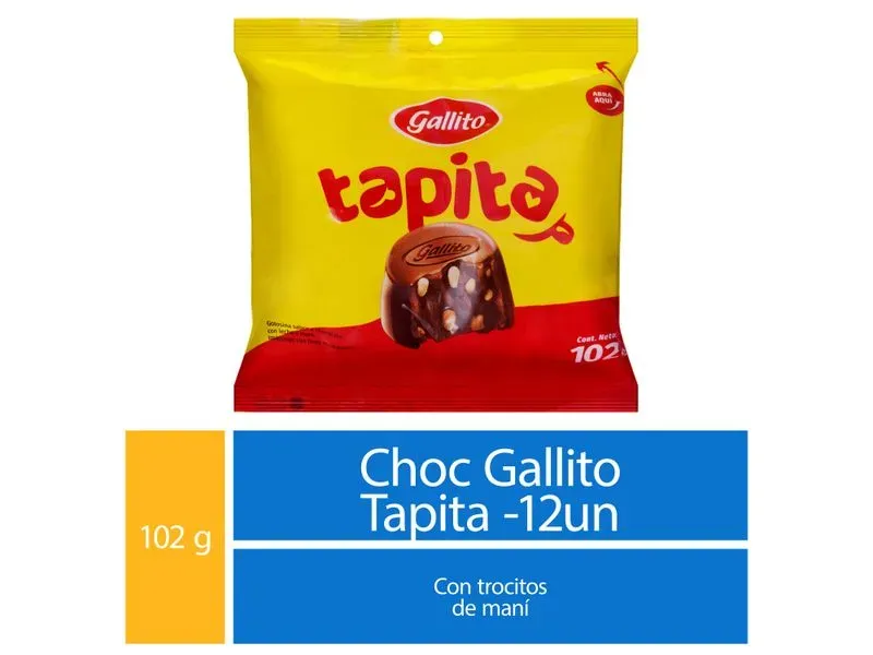 Chocolate Gallito Tapita, Con Trocitos De Maní - 102g