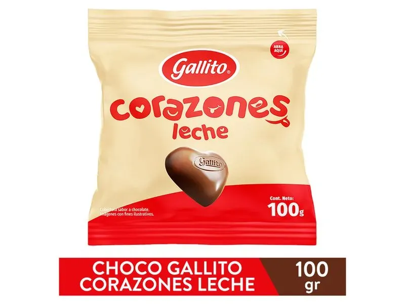 Gallito Corazones Leche Paquete - 100gr