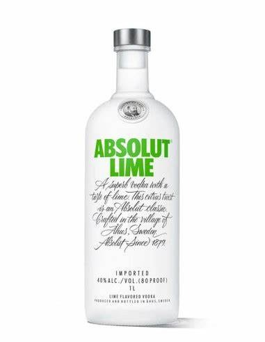 ABSOLUT LIME LIMON FLAVORED VODKA 1 LITRO