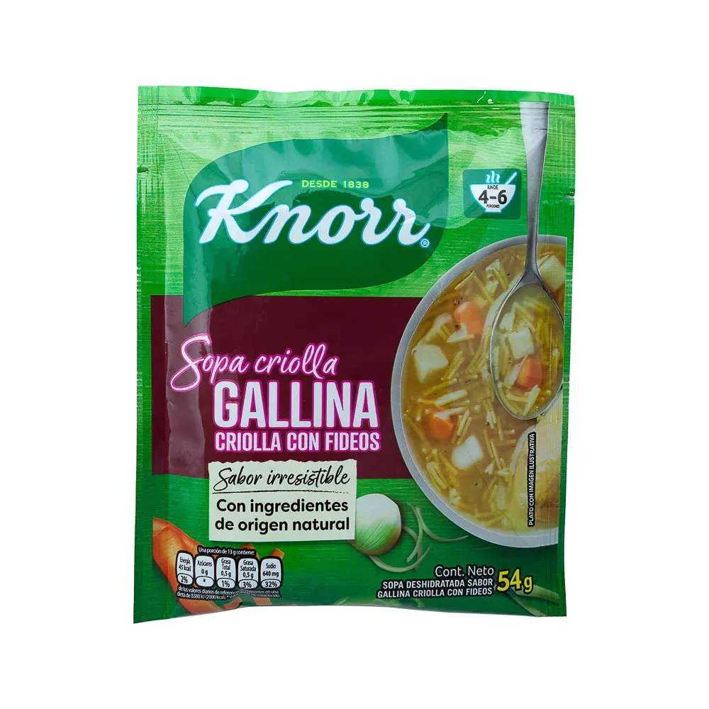 Sopa Criolla Gallina Fideos Knorr