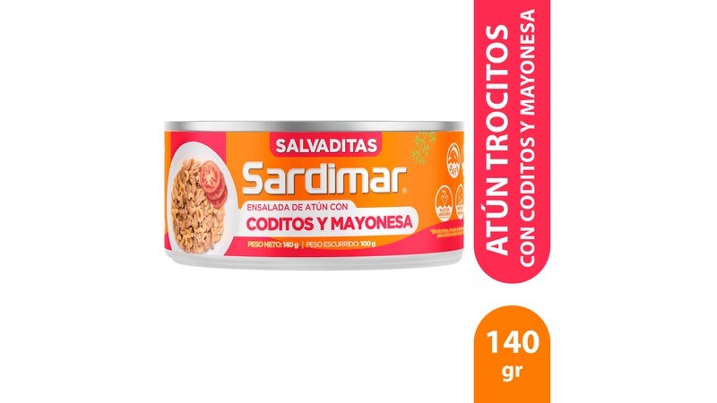 Atún Trocitos Sardimar, con Coditos y Mayonesa -140g