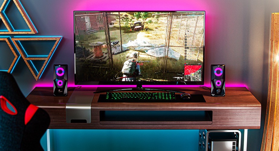 Xtech - Speakers - 2.0-channel (BLACK, GAMING WITH LED LIGHT)
