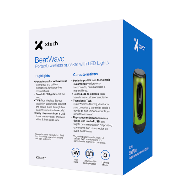Xtech XTS-617 - Speakers - Black w/ lights BT 5W TWS
