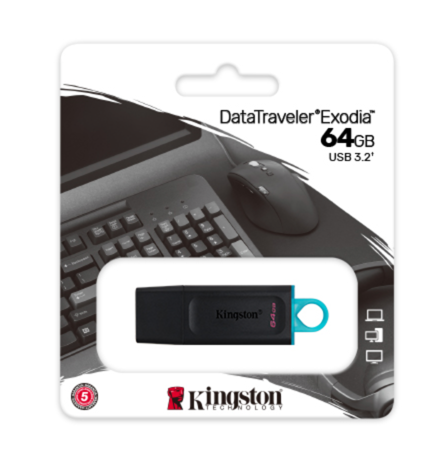 Kingston DataTraveler Exodia - USB flash drive - 64 GB Kingston USB 3.2 Gen 1 black with teal