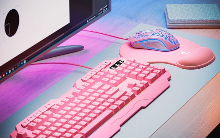 Xtech - Mouse pad with wrist pillow - Gaming Pink XTA-530