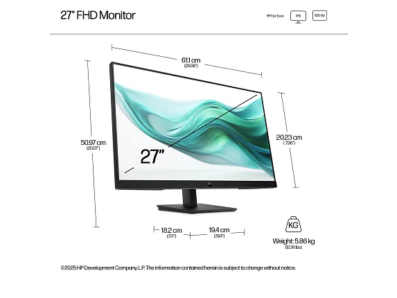 HP S3 Pro - 27" - 1920 x 1080 HP IPS DisplayPort / HDMI 100Hz
