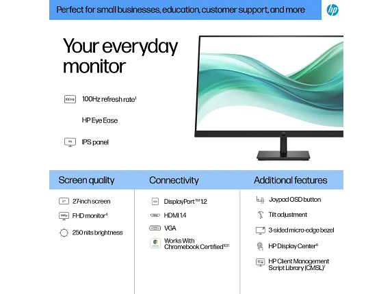 HP Series 3 Pro 327ph - LCD monitor - 27" HP HDMI / DisplayPort / VGA