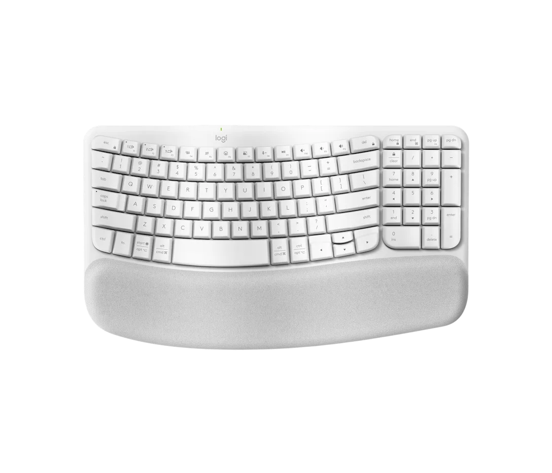 Logitech Ergo Series Wave Keys Wireless Ergonomic Keyboard with Cushioned Palm Rest, Off-white - Keyboard - with cushioned palm rest