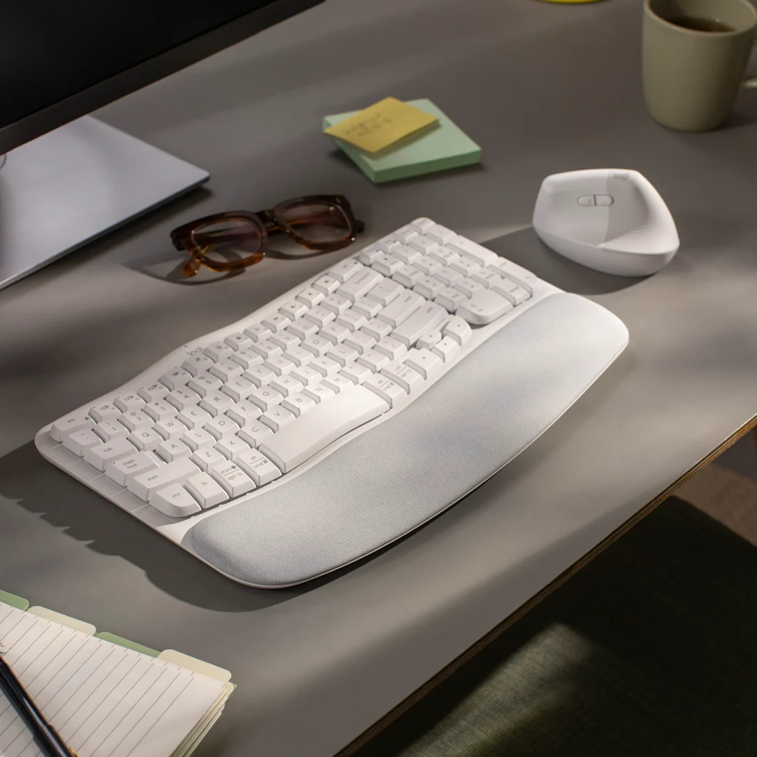 Logitech Ergo Series Wave Keys Wireless Ergonomic Keyboard with Cushioned Palm Rest, Off-white - Keyboard - with cushioned palm rest