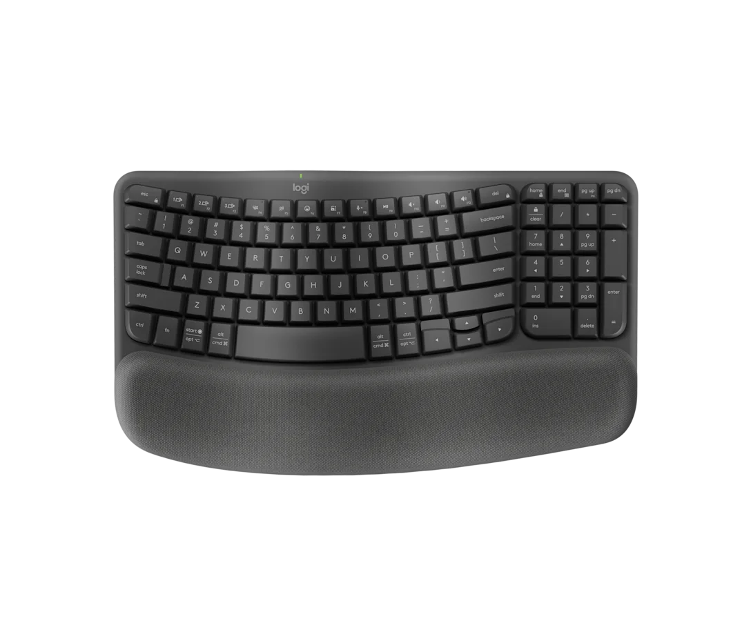 Logitech Ergo Series Wave Keys Wireless Ergonomic Keyboard with Cushioned Palm Rest, Graphite - Keyboard - with cushioned palm rest