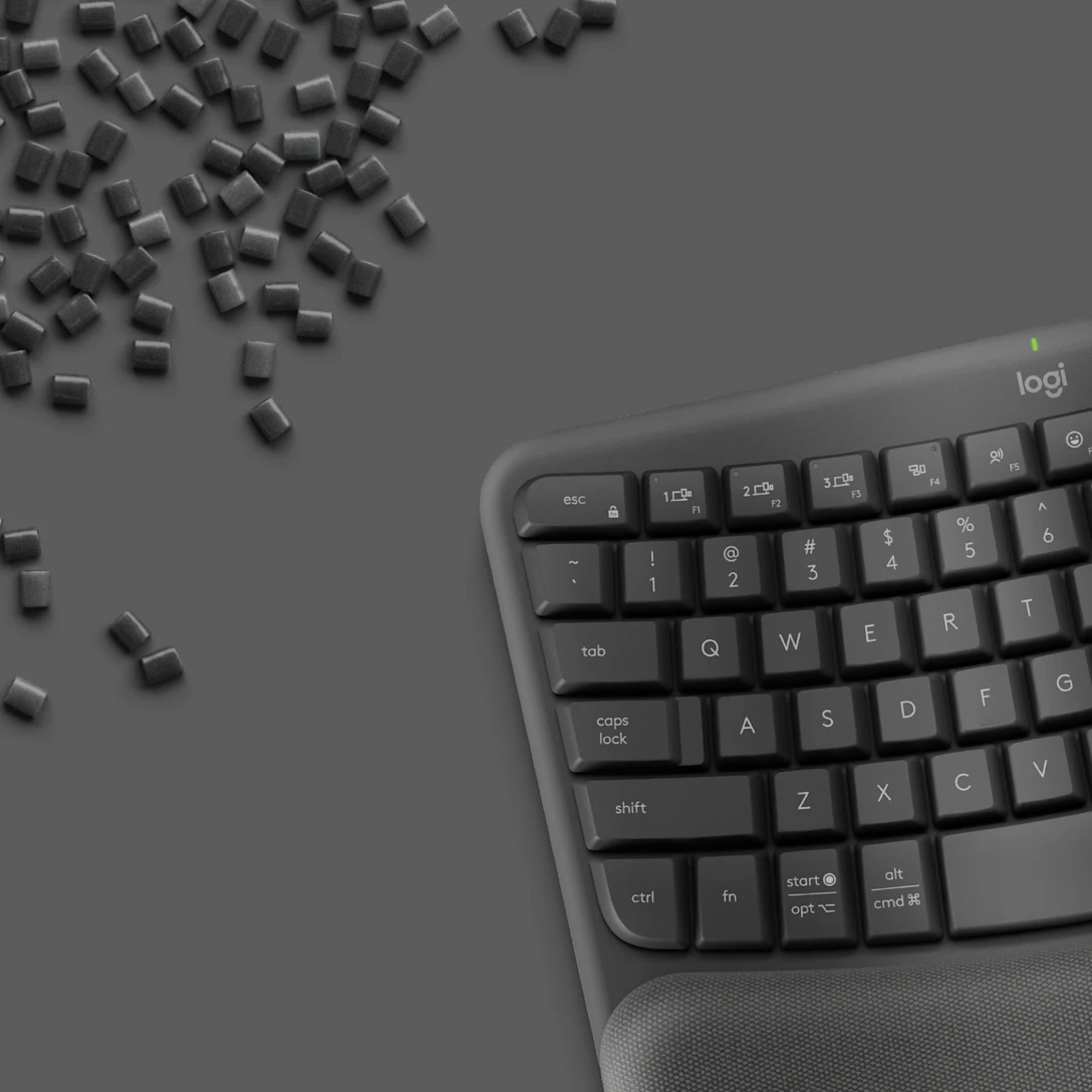 Logitech Ergo Series Wave Keys Wireless Ergonomic Keyboard with Cushioned Palm Rest, Graphite - Keyboard - with cushioned palm rest