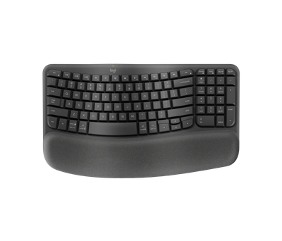 Logitech Ergo Series Wave Keys Wireless Ergonomic Keyboard with Cushioned Palm Rest, Graphite - Keyboard - with cushioned palm rest