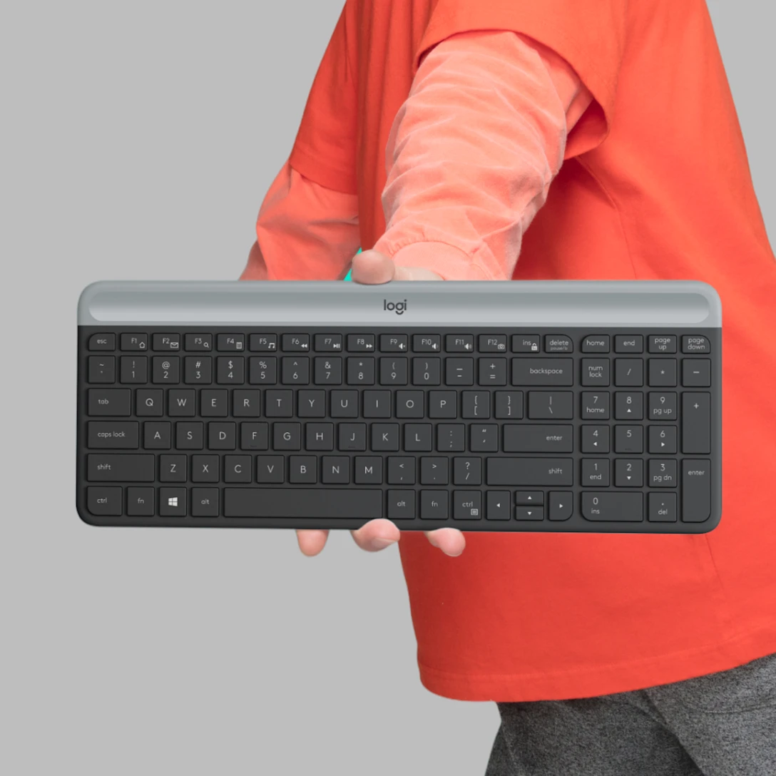 Logitech - Keyboard and mouse set - English Logitech Wireless Graphite MK470