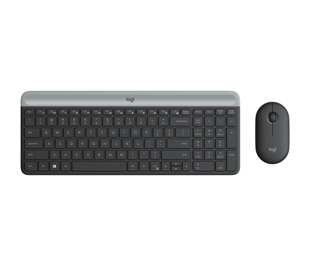 Logitech - Keyboard and mouse set - English Logitech Wireless Graphite MK470