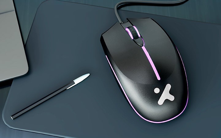 Xtech - XTM-218 - Mouse Xtech USB Wired Black 4 buttons with Light 2400 dpi