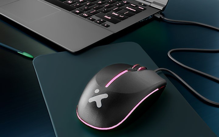 Xtech - XTM-218 - Mouse Xtech USB Wired Black 4 buttons with Light 2400 dpi