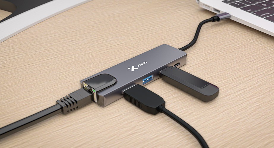 Xtech - Hub - 5 ports Xtech 5-in-1 USB-C® RJ-45 XTC-572