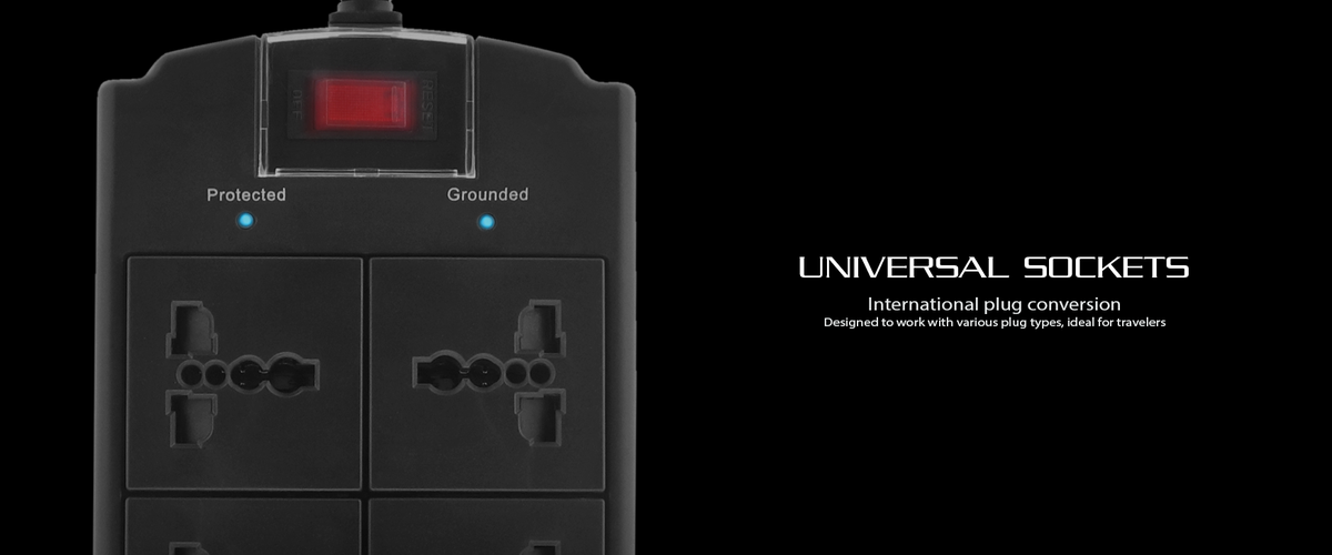 Forza Universal Surge Protector 6 outlet Nema plug 110/240V
