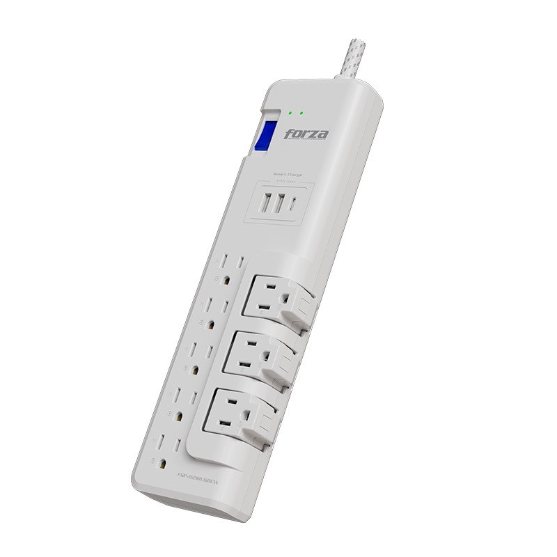 Forza - Surge protector - AC 110/220 V Forza 8 Outlets 3-ROT 2USB-A/1C 6FT