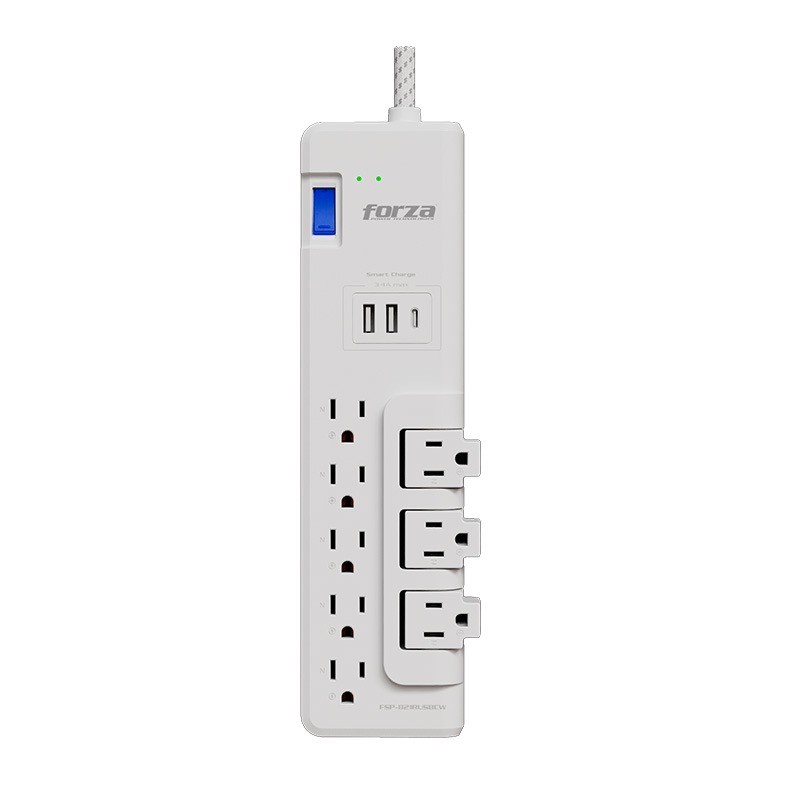 Forza - Surge protector - AC 110/220 V Forza 8 Outlets 3-ROT 2USB-A/1C 6FT