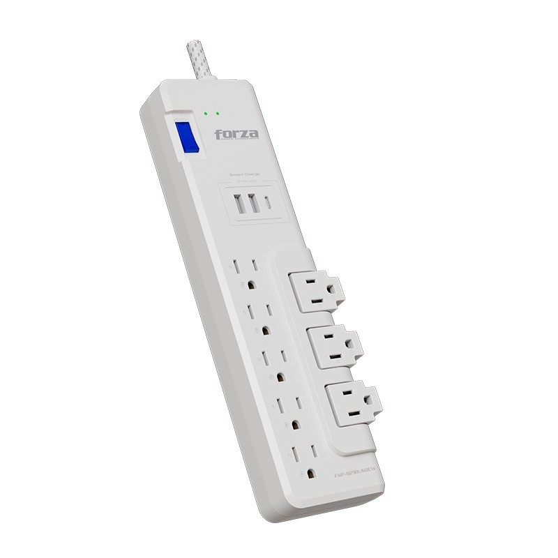 Forza - Surge protector - AC 110/220 V Forza 8 Outlets 3-ROT 2USB-A/1C 6FT