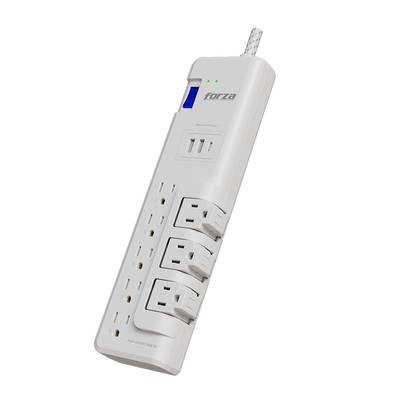 Forza - Surge protector - AC 110/220 V Forza 8 Outlets 3-ROT 2USB-A/1C 6FT