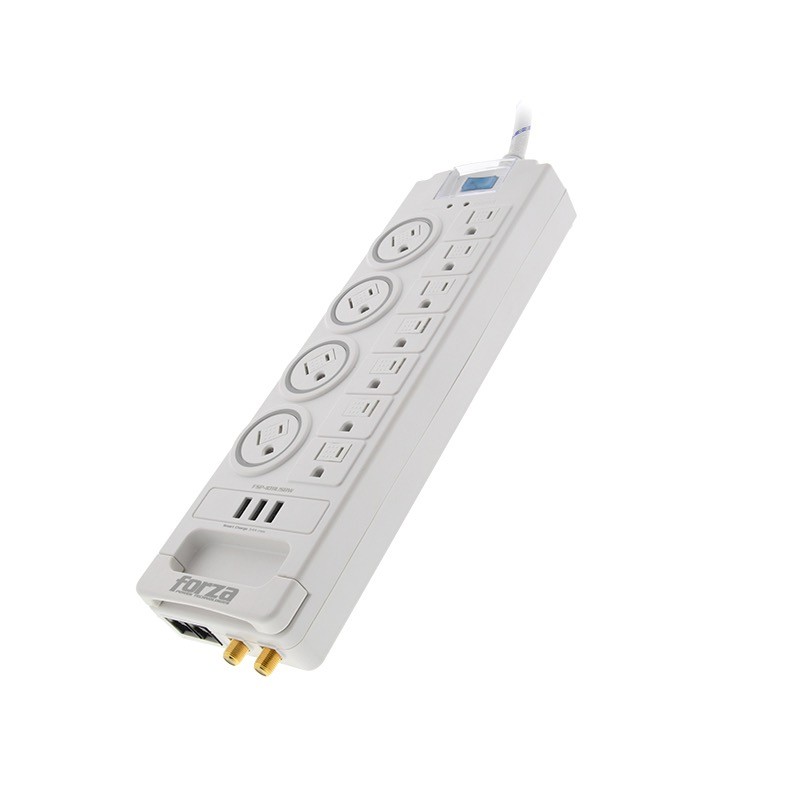 Forza - Surge protector - AC 110/220 V Forza 11 Outlets NEMA 3USB 5ft WH