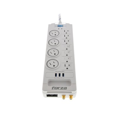 Forza - Surge protector - AC 110/220 V Forza 11 Outlets NEMA 3USB 5ft WH