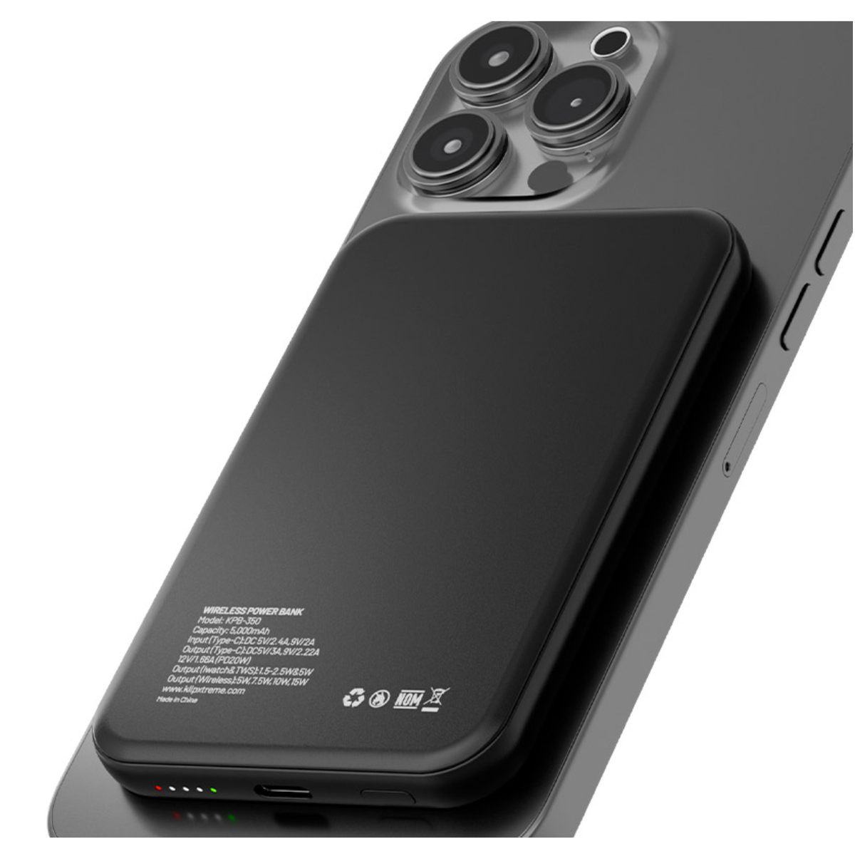 Klip Xtreme - Power bank - 24 pin USB-C Klip Xtreme Lithium polymer For Smartphones Wireless Charging