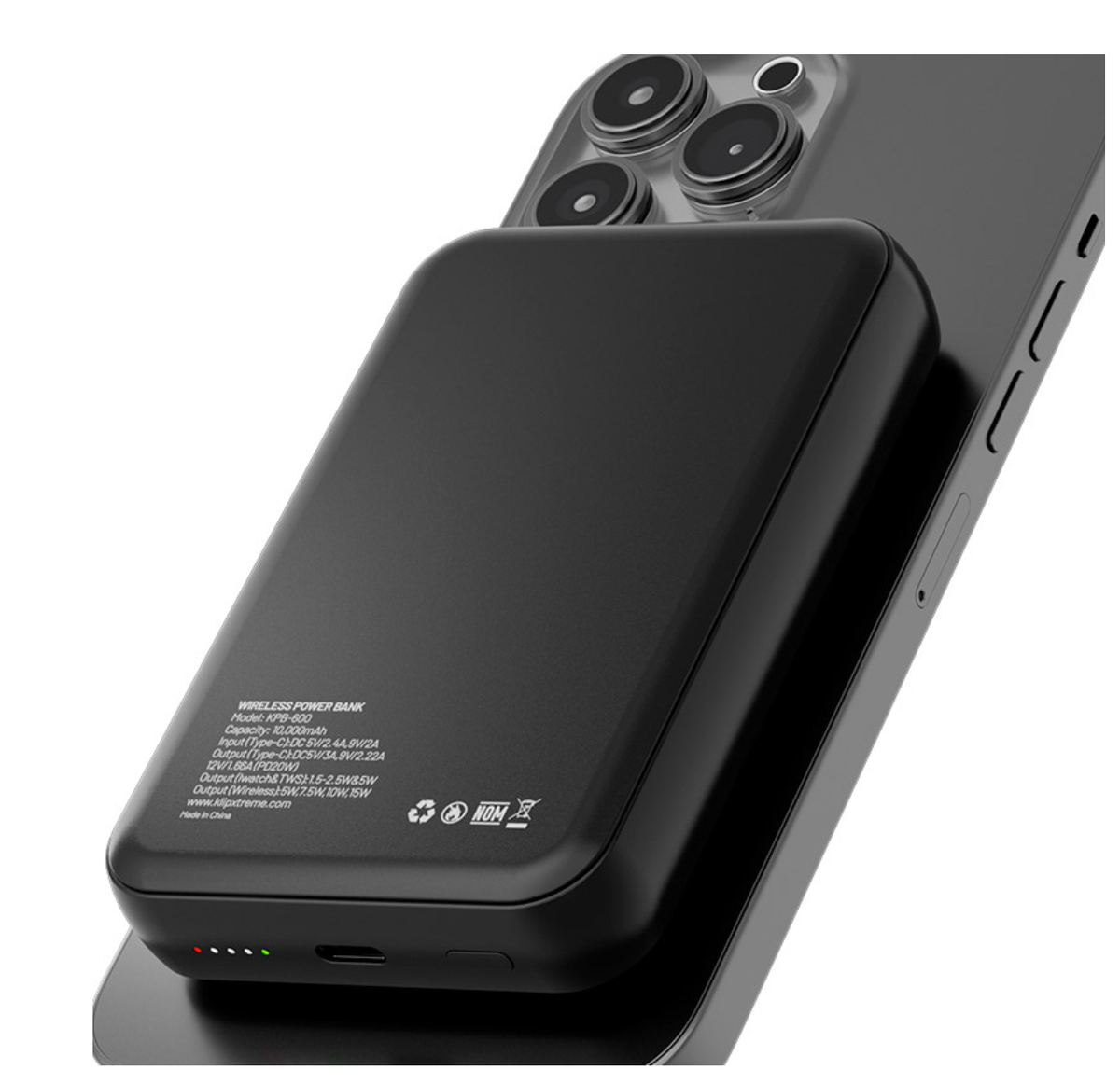 Klip Xtreme - Power bank - 24 pin USB-C Klip Xtreme Lithium polymer For Smartphones Wireless Charg 10.000 mAh