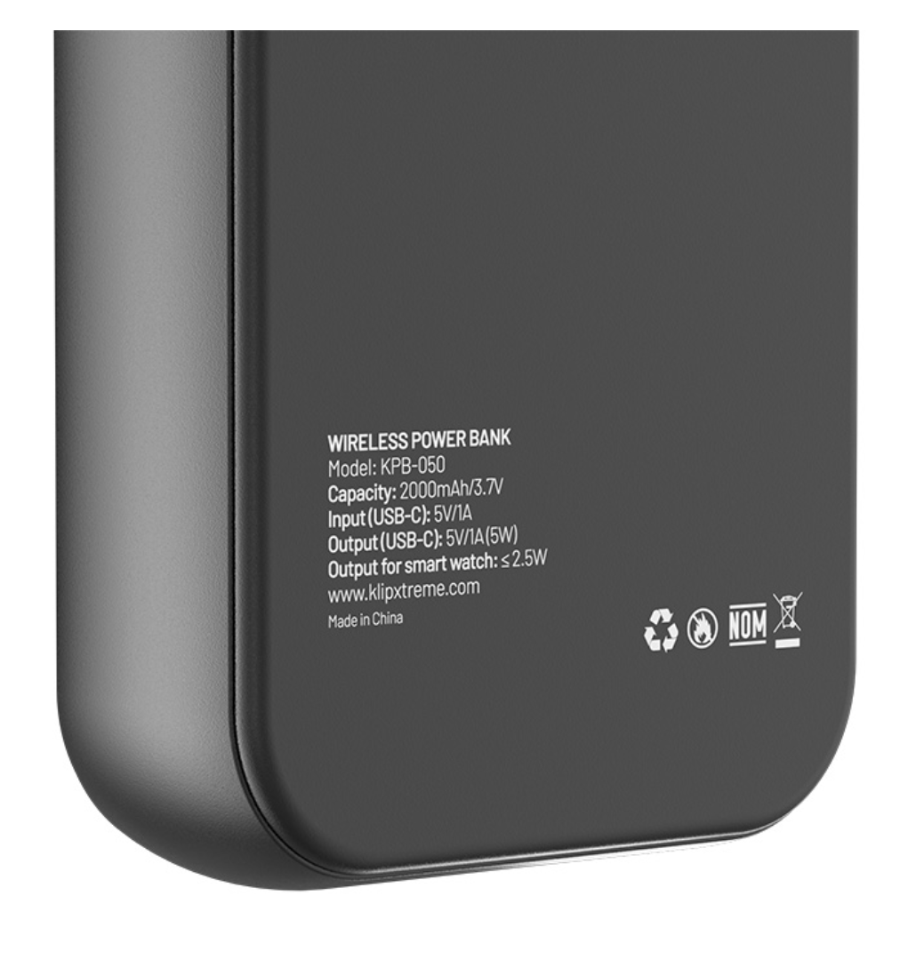 Klip Xtreme - Power bank - 24 pin USB-C Klip Xtreme Apple Watch Lithium polymer For Universal 2.000mAh Wireless charging
