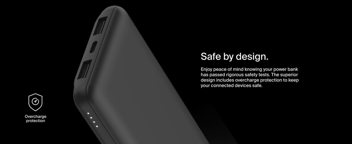 Belkin BoostCharge - Power bank - 10000 mAh Belkin 15 Watt 3 output connectors (24 pin USB-C, 2 x USB) black