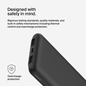 Belkin BoostCharge - Power bank - 10000 mAh Belkin 15 Watt 3 output connectors (24 pin USB-C, 2 x USB) black