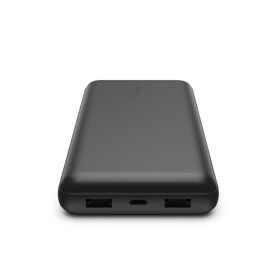 Belkin BoostCharge - Power bank - 20000 mAh Belkin 15 Watt 3 A 3 output connectors (24 pin USB-C, 2 x USB) on cable: USB-C black
