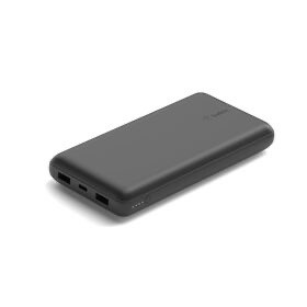 Belkin BoostCharge - Power bank - 20000 mAh Belkin 15 Watt 3 A 3 output connectors (24 pin USB-C, 2 x USB) on cable: USB-C black