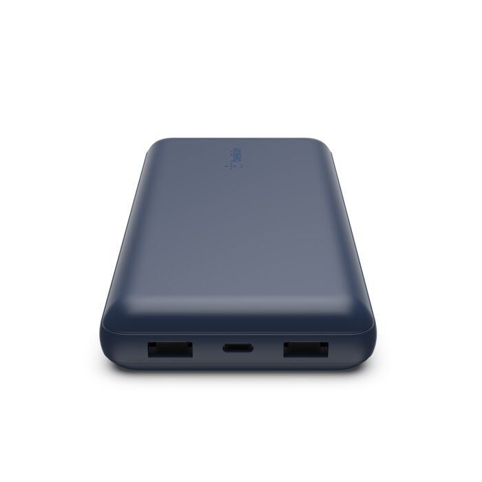 Belkin BoostCharge - Power bank - 20000 mAh Belkin 15 Watt 3 output connectors (USB, 24 pin USB-C) on cable: USB-C blue