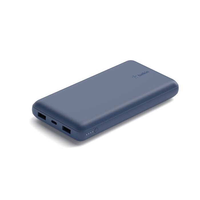 Belkin BoostCharge - Power bank - 20000 mAh Belkin 15 Watt 3 output connectors (USB, 24 pin USB-C) on cable: USB-C blue