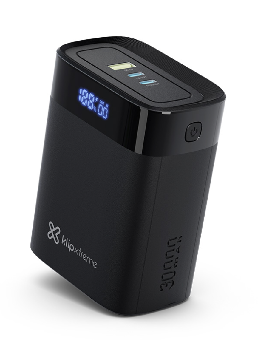 Klip Xtreme - Power bank - 24 pin USB-C Klip Xtreme 2 x 4 pin USB Type A / 3 x 24 pin USB-C Lithium polymer For Universal 140W 30.000mAh