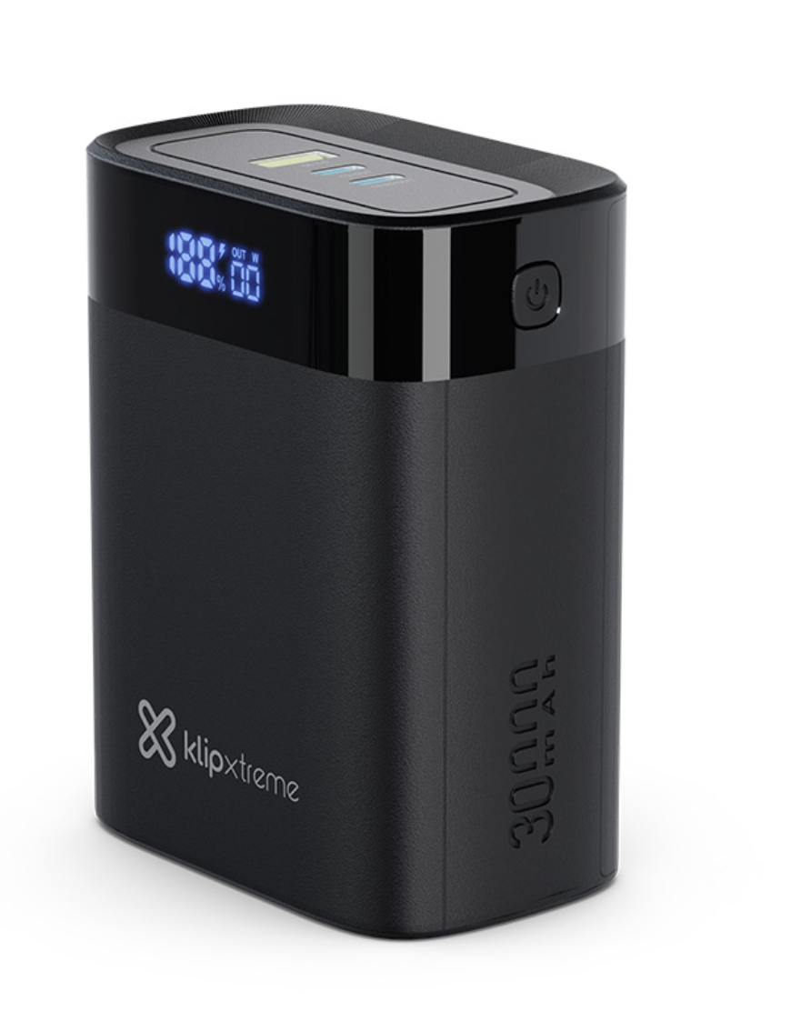 Klip Xtreme - Power bank - 24 pin USB-C Klip Xtreme 2 x 4 pin USB Type A / 3 x 24 pin USB-C Lithium polymer For Universal 140W 30.000mAh