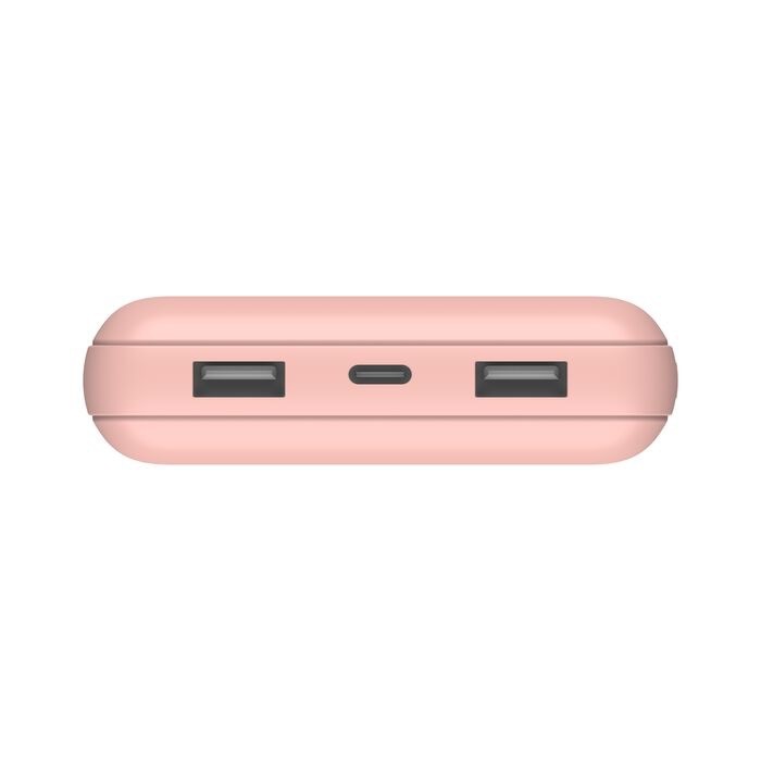 Belkin BoostCharge - Power bank - 20000 mAh Belkin 15 Watt 3 A 3 output connectors (24 pin USB-C, 2 x USB) on cable: USB-C rose gold