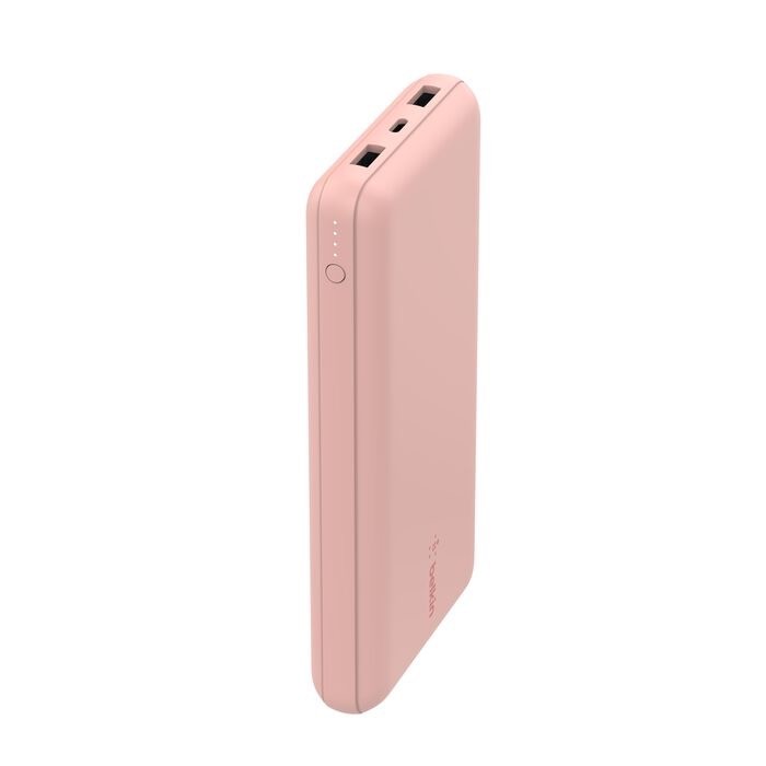 Belkin BoostCharge - Power bank - 20000 mAh Belkin 15 Watt 3 A 3 output connectors (24 pin USB-C, 2 x USB) on cable: USB-C rose gold